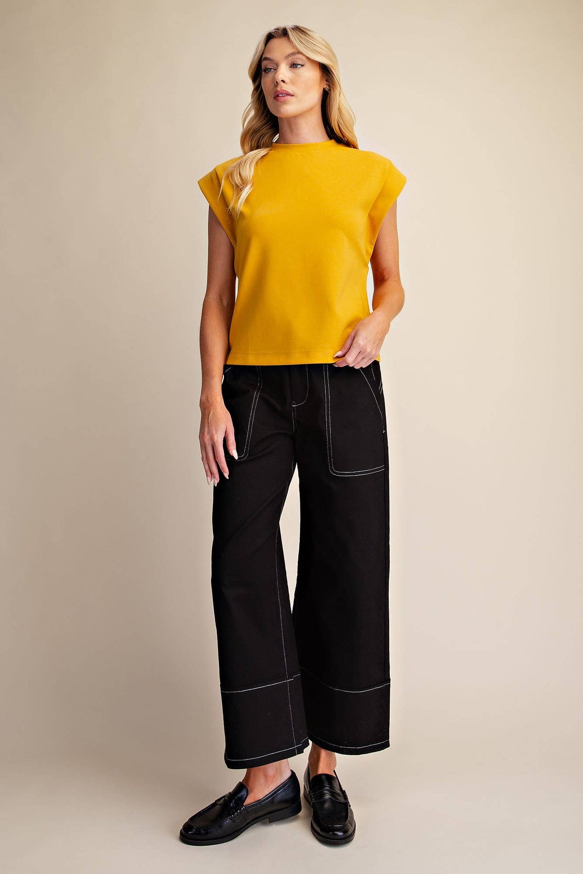 Round Neck Drop Shoulder Pullover Top
