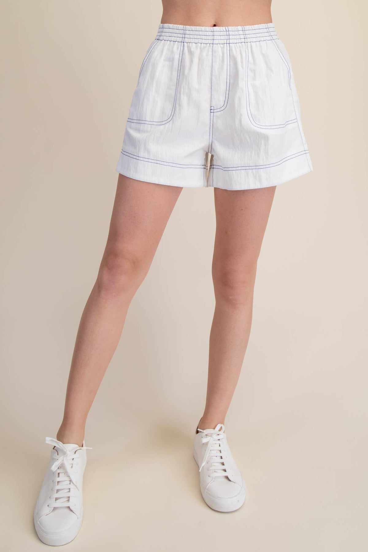 Waist Elastic Band Stitch Detail Relaxing Shorts