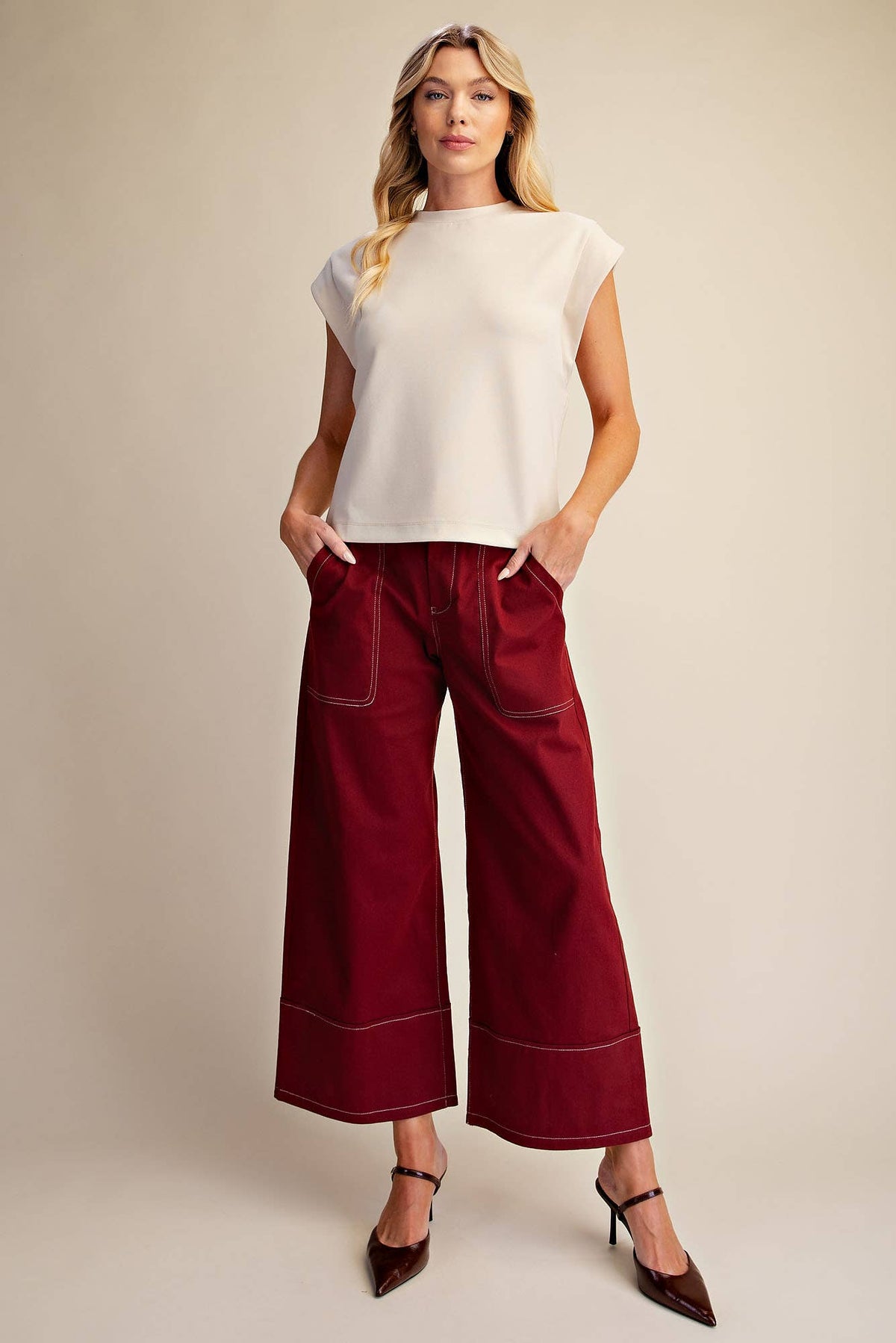 Round Neck Drop Shoulder Pullover Top