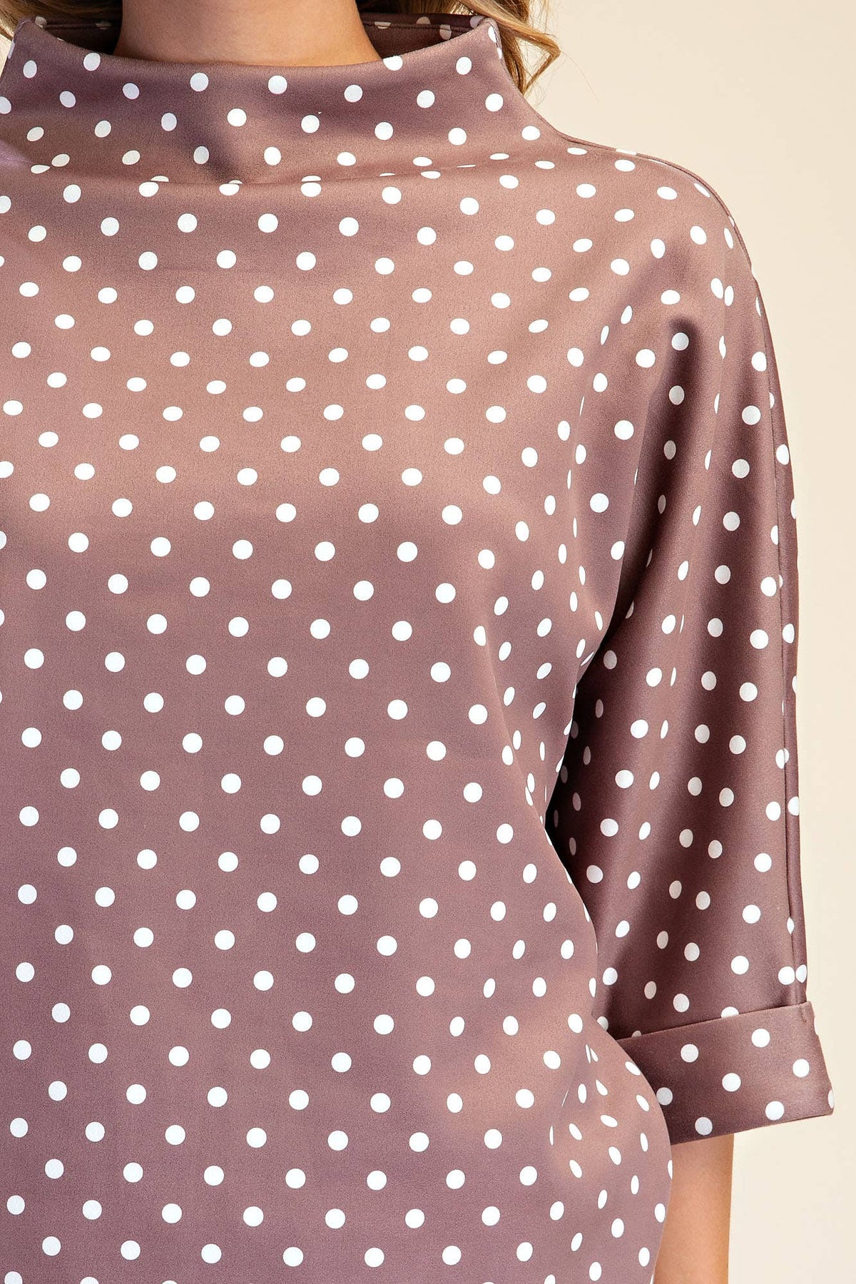 Polka Dot Mock-Neck Top