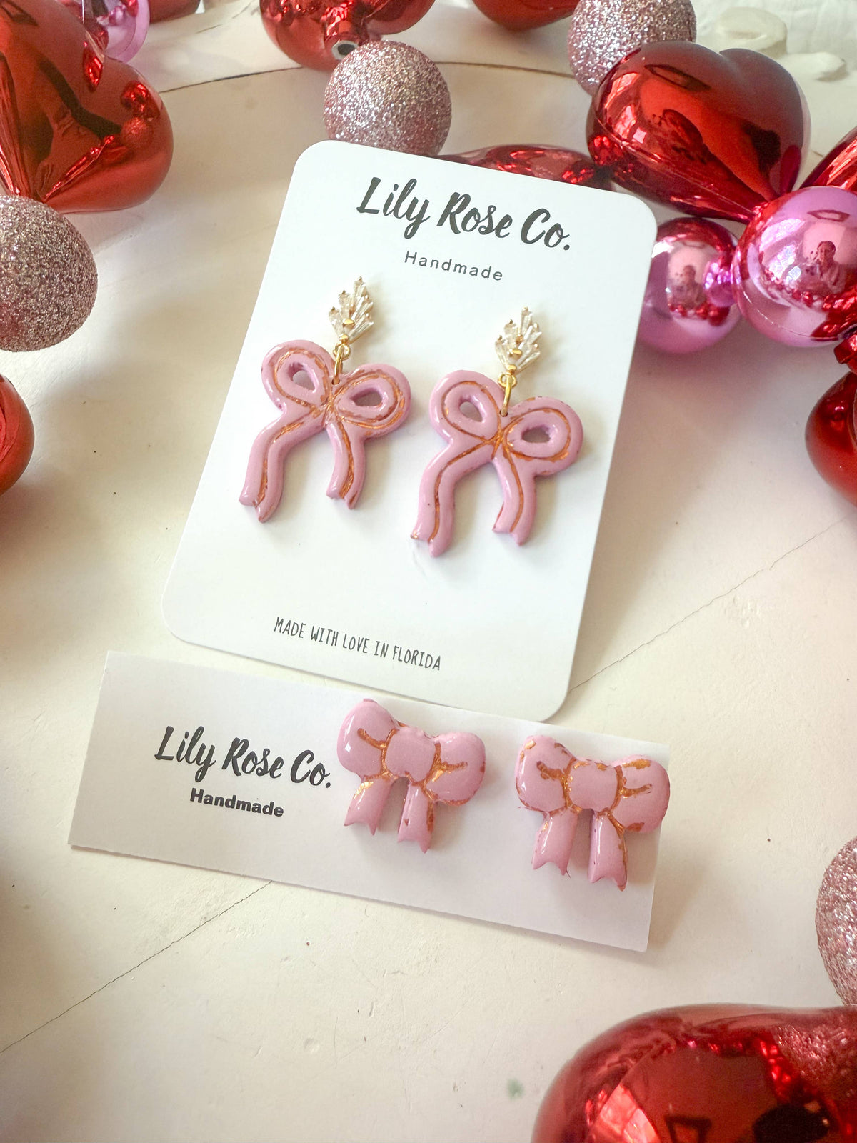 Pink Bow Earrings / Earrings for women 