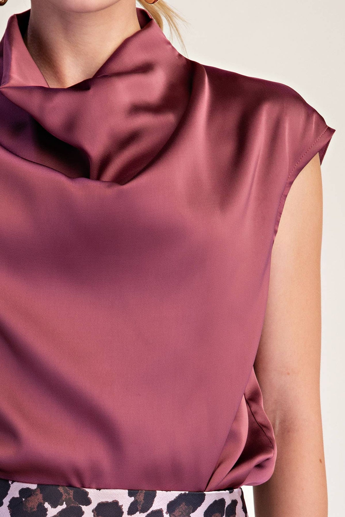 Cowl Neck  Sleeveless Satin Top