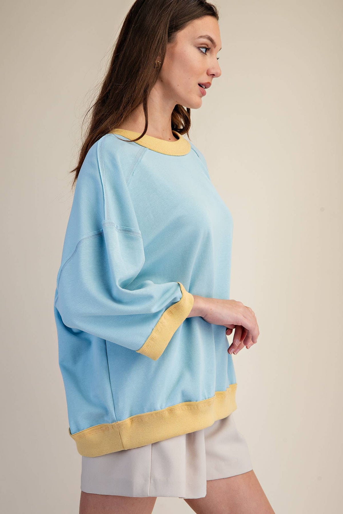 Oversized Sweatshirt Pullover Seam Detailed Raglan Sleeve