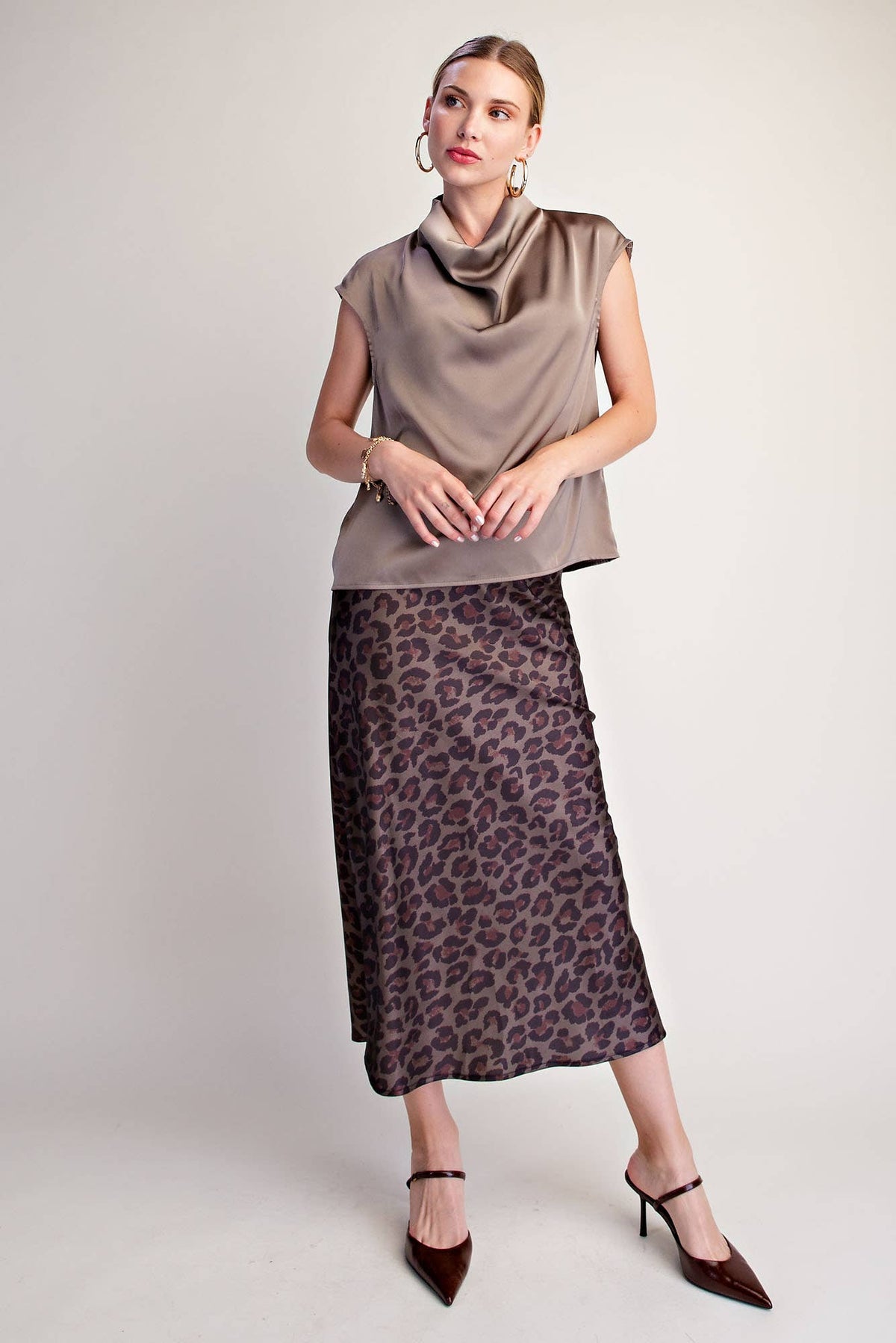Cowl Neck  Sleeveless Satin Top