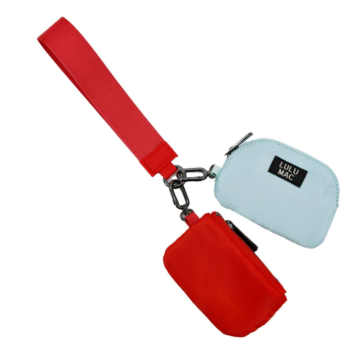 Lulu Mac Red/Light Blue Lulu Mac Double Pouch Wristlets