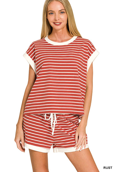 Rust Stripe rib banded set
